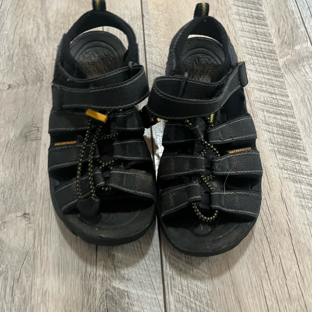 Keen Black Kids Sandals with Yellow Accents